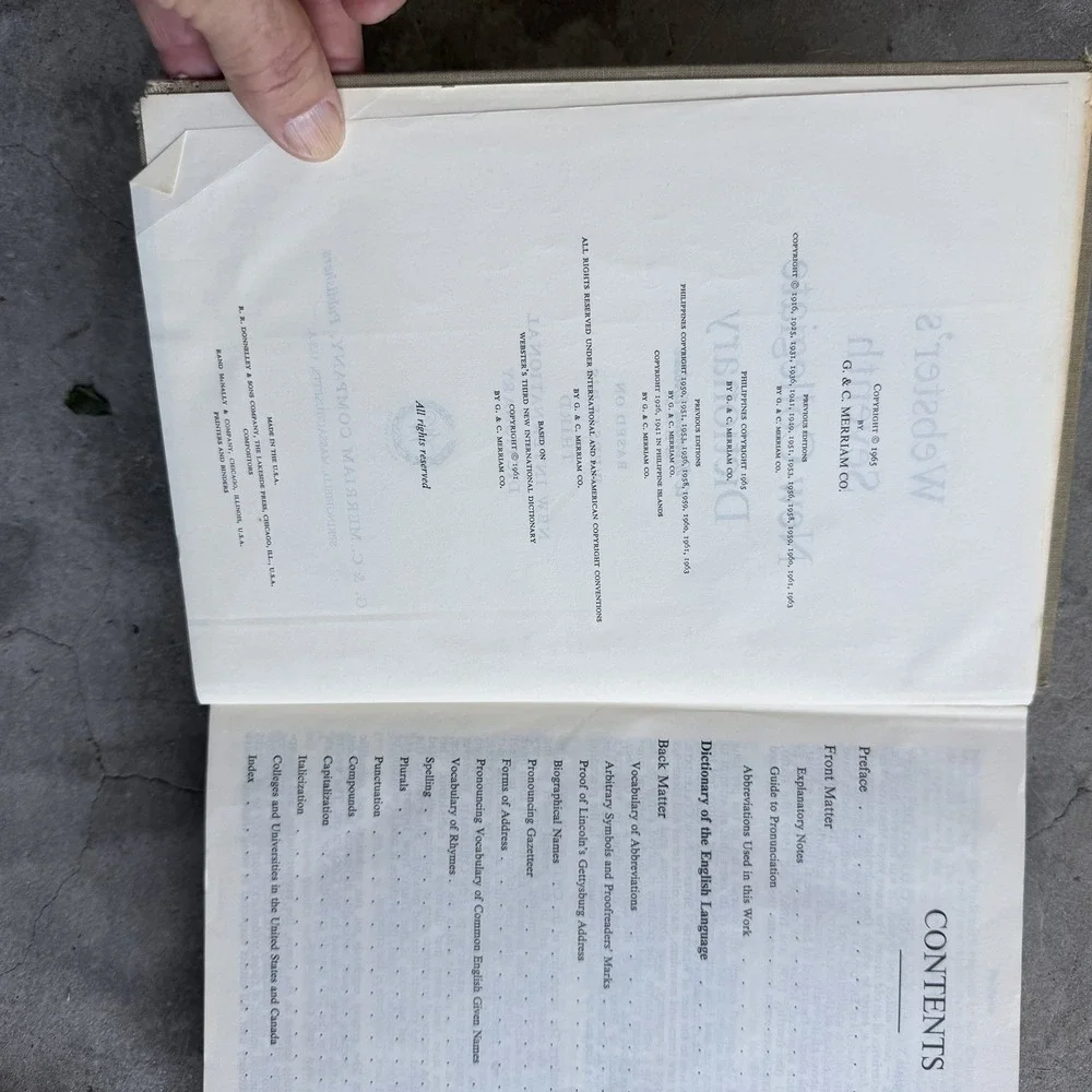 Webster's Seventh New Collegiate Dictionary 1965 Vintage